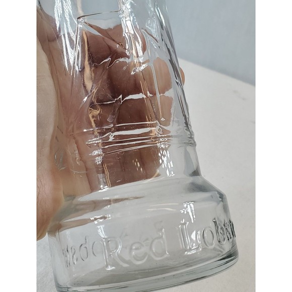 Vintage Red Lobster Sailboat Drinking Glass 7.5" Tall Clear Embossed - Picture 4 of 10